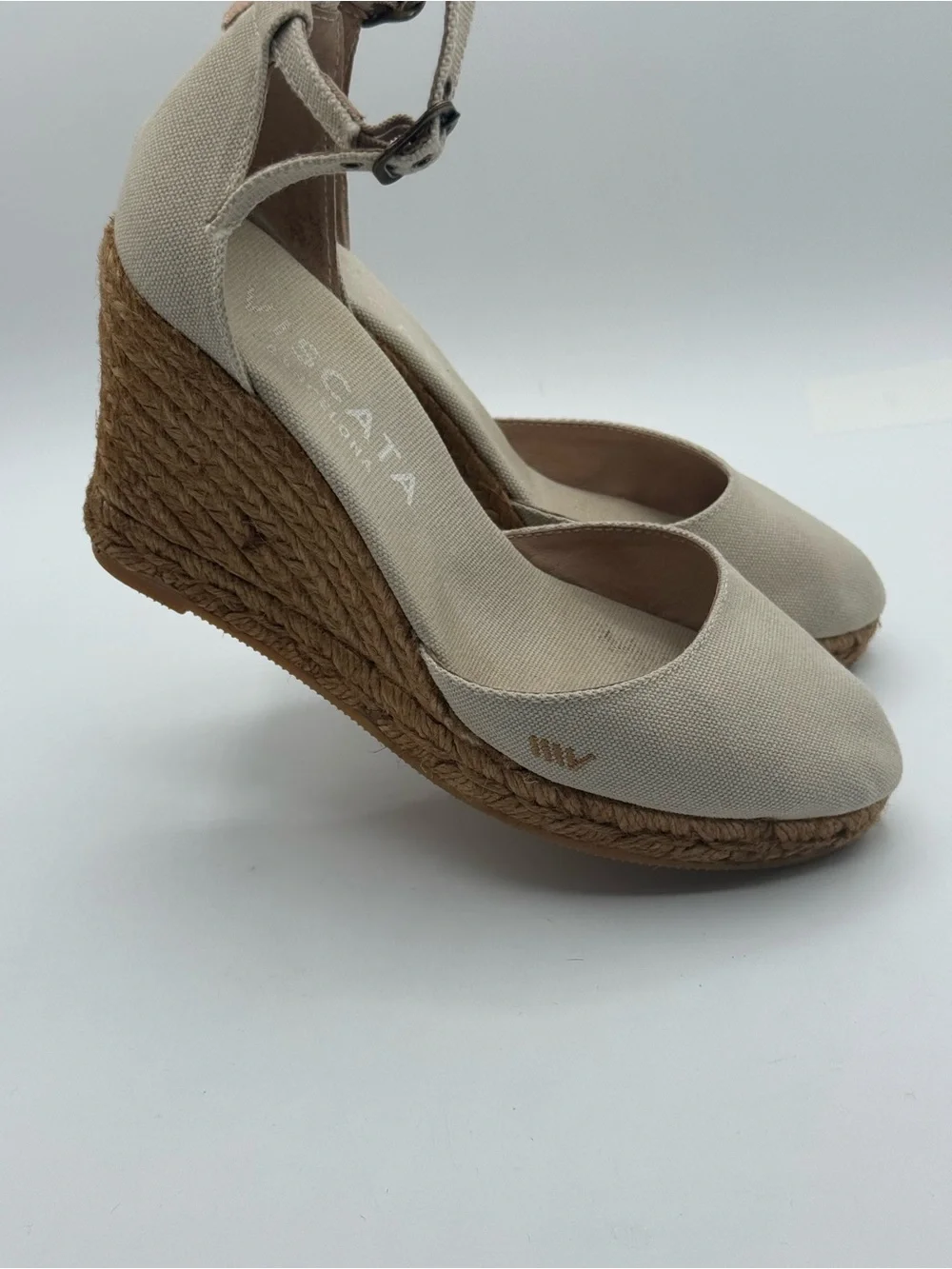 Viscata Barcelona Estartit Canvas Espadrille Wedges Beige Ankle Strap Jute Heel - Picture 5 of 16